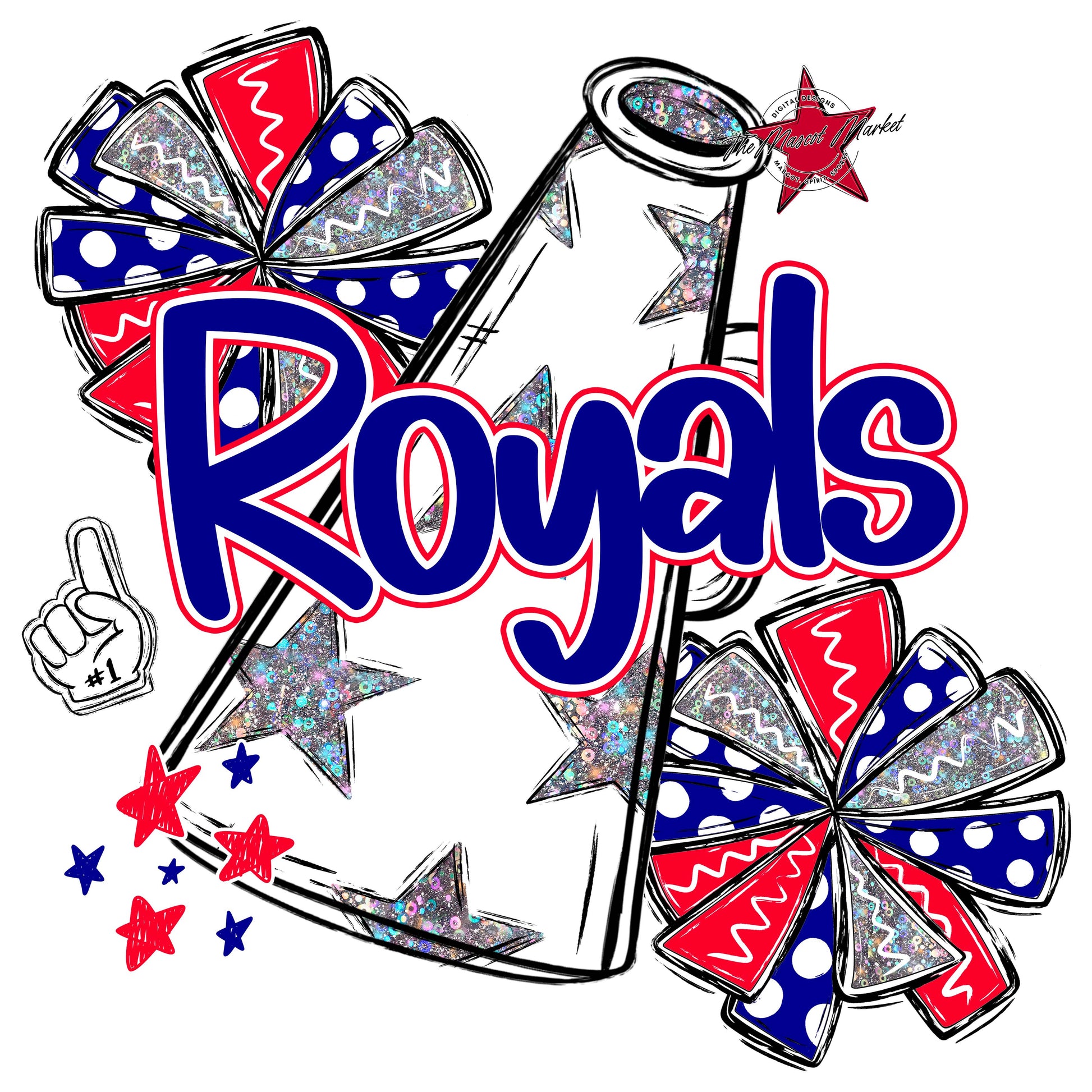 Royals Cheer Megaphone Design-Blue & Red
