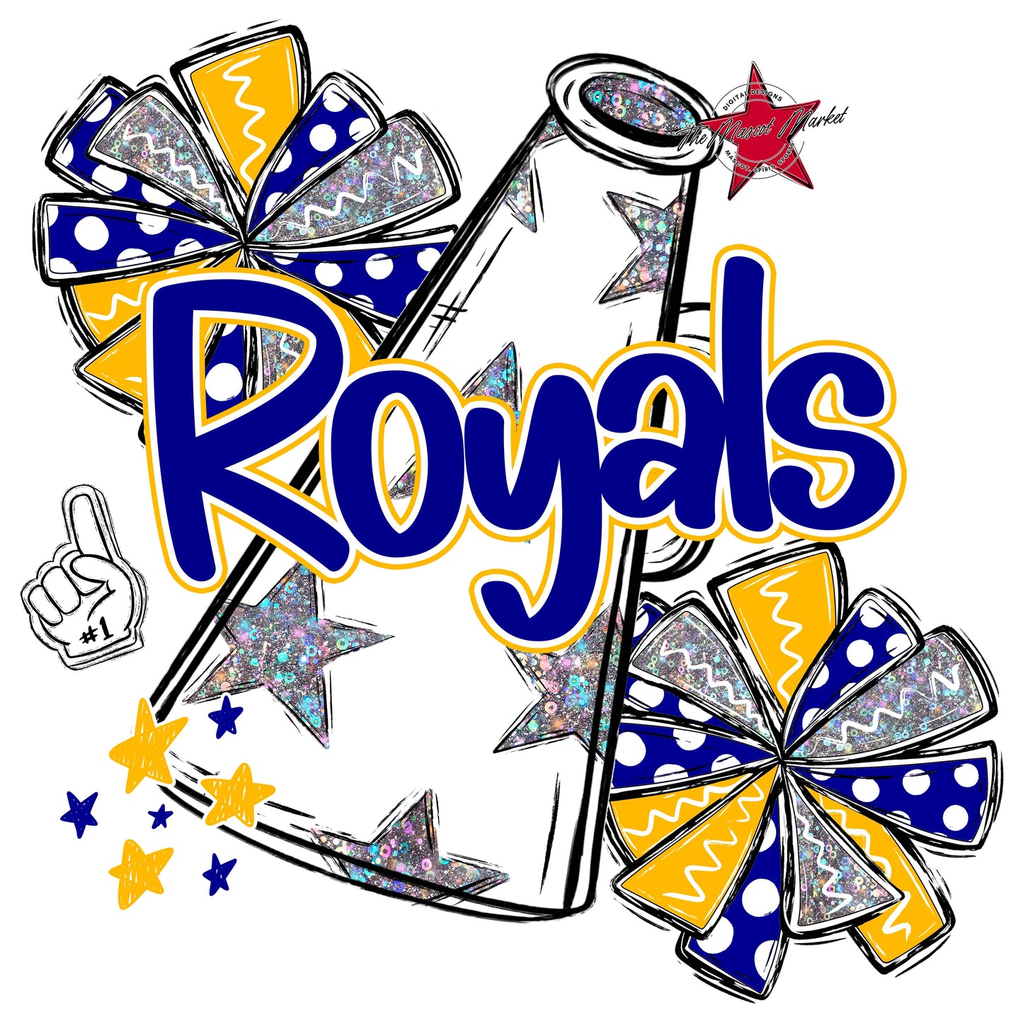 Royals Cheer Megaphone Design-Blue & Yellow