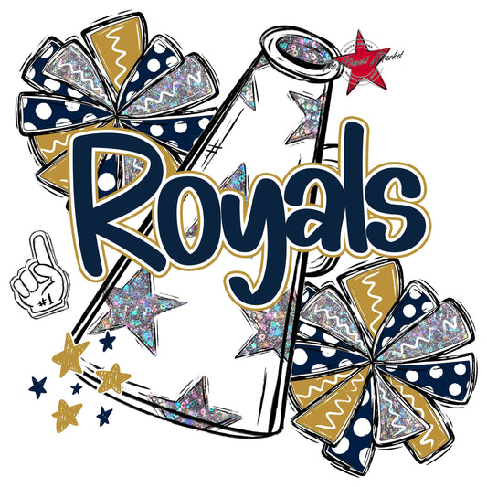 Royals Cheer Megaphone Design-Navy & Gold