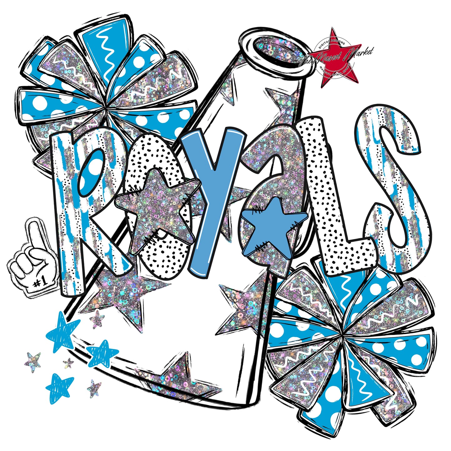 Royals Cheer Megaphone Scrape-Carolina Blue