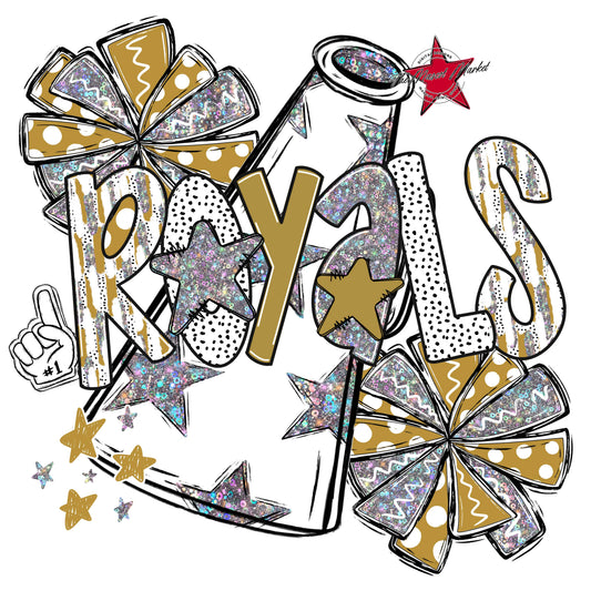 Royals Cheer Megaphone Scrape-Gold