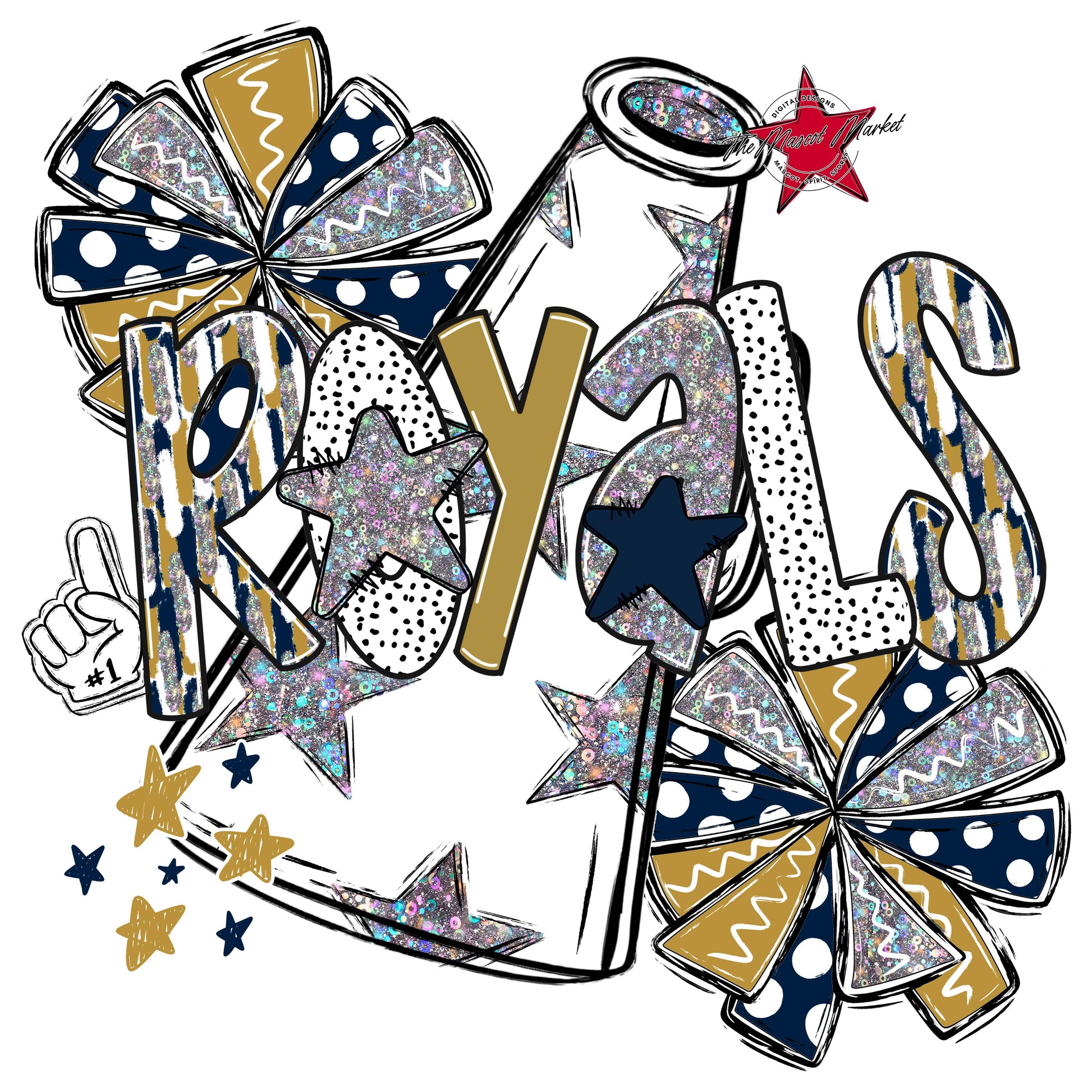 Royals Cheer Megaphone Scrape-Navy & Gold