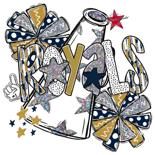 Royals Cheer Megaphone Scrape-Navy & Gold