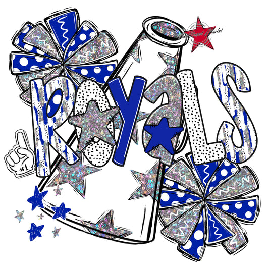 Royals Cheer Megaphone Scrape-Royal Blue