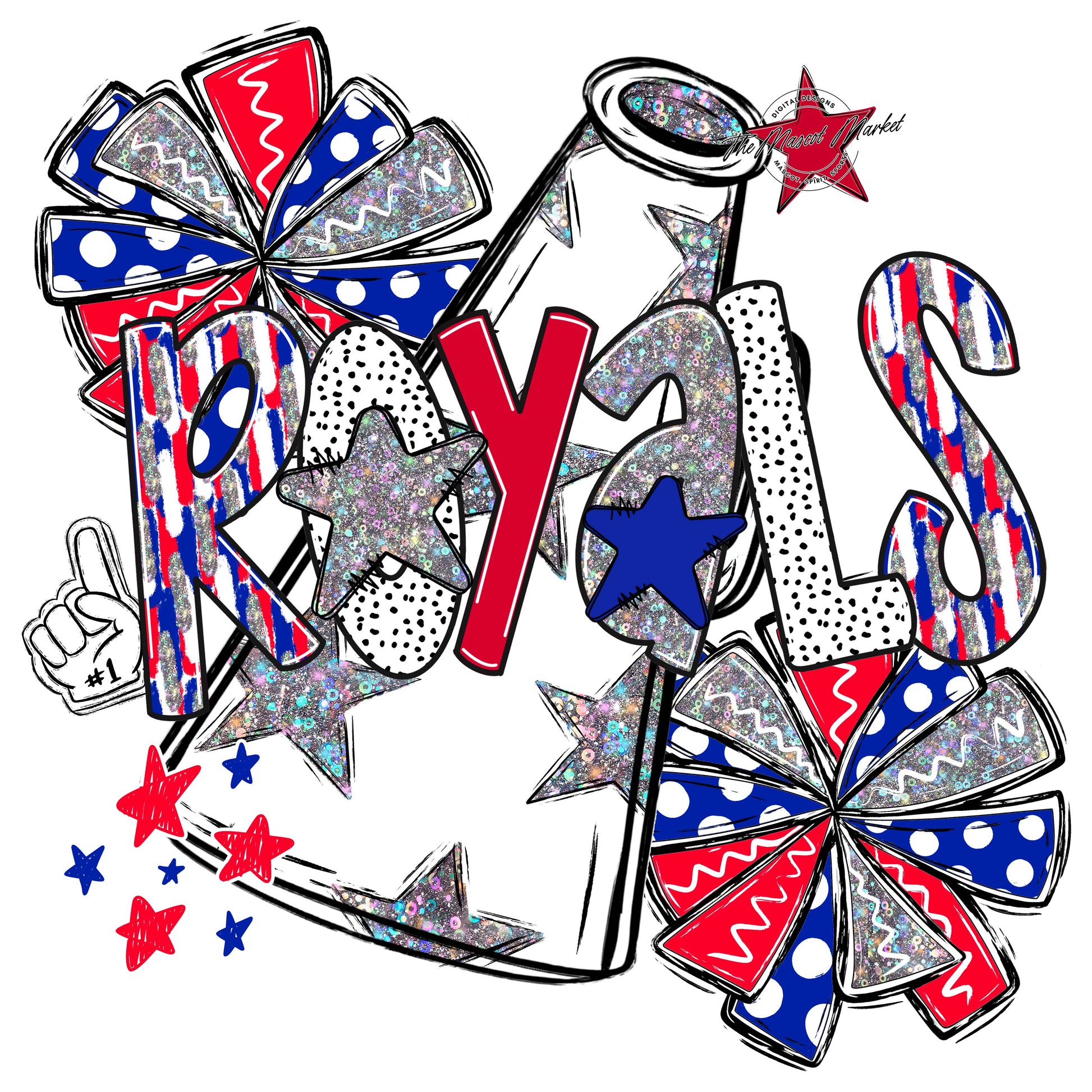 Royals Cheer Megaphone Scrape-Royal Blue & Red