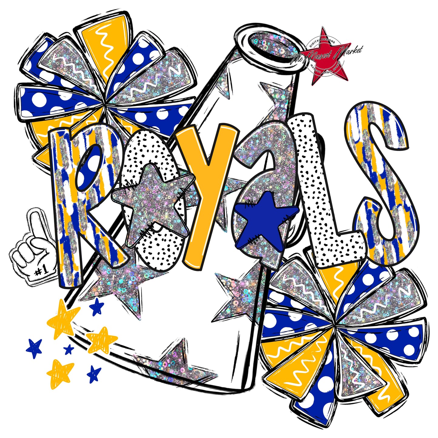 Royals Cheer Megaphone Scrape-Royal Blue & Yellow