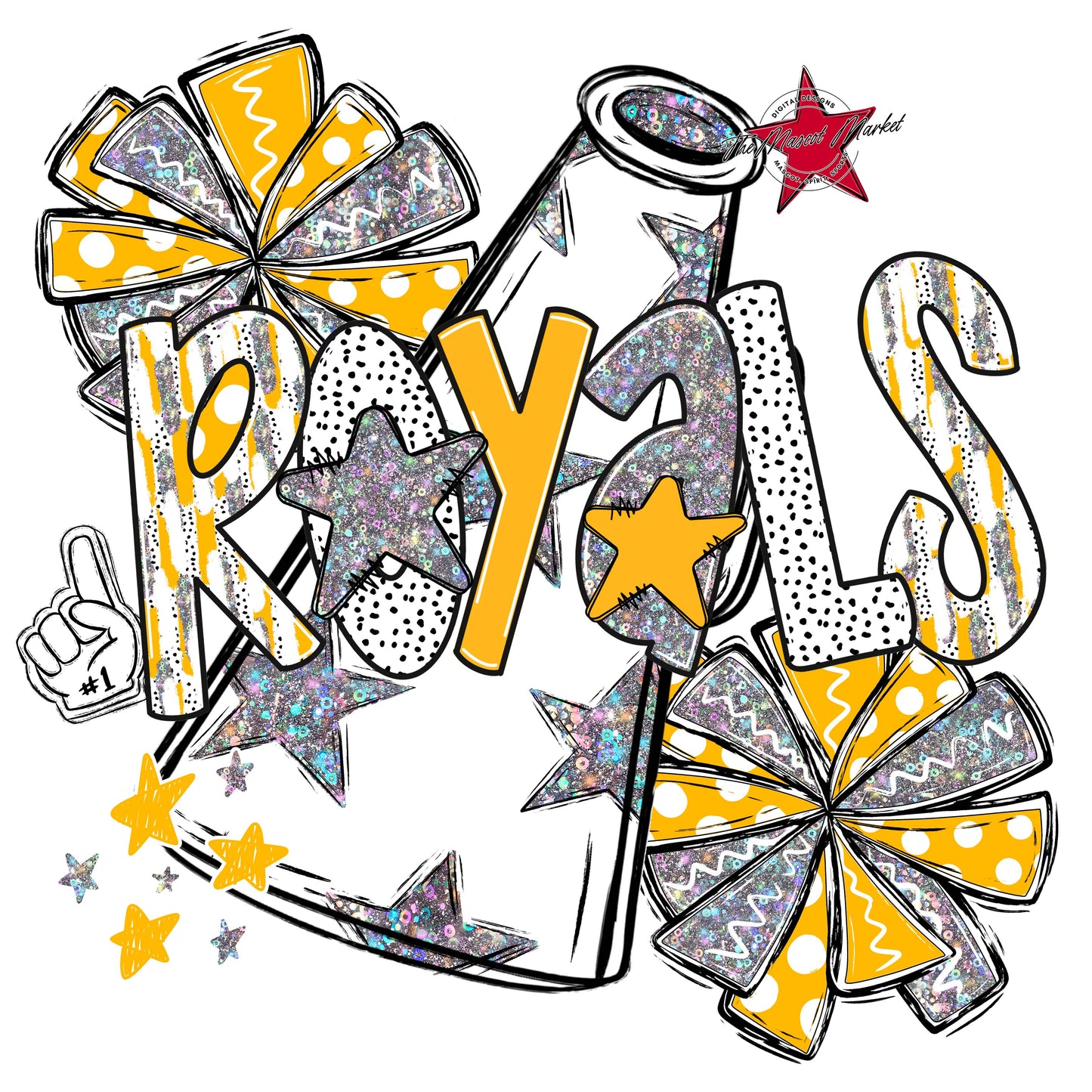 Royals Cheer Megaphone Scrape-Yellow