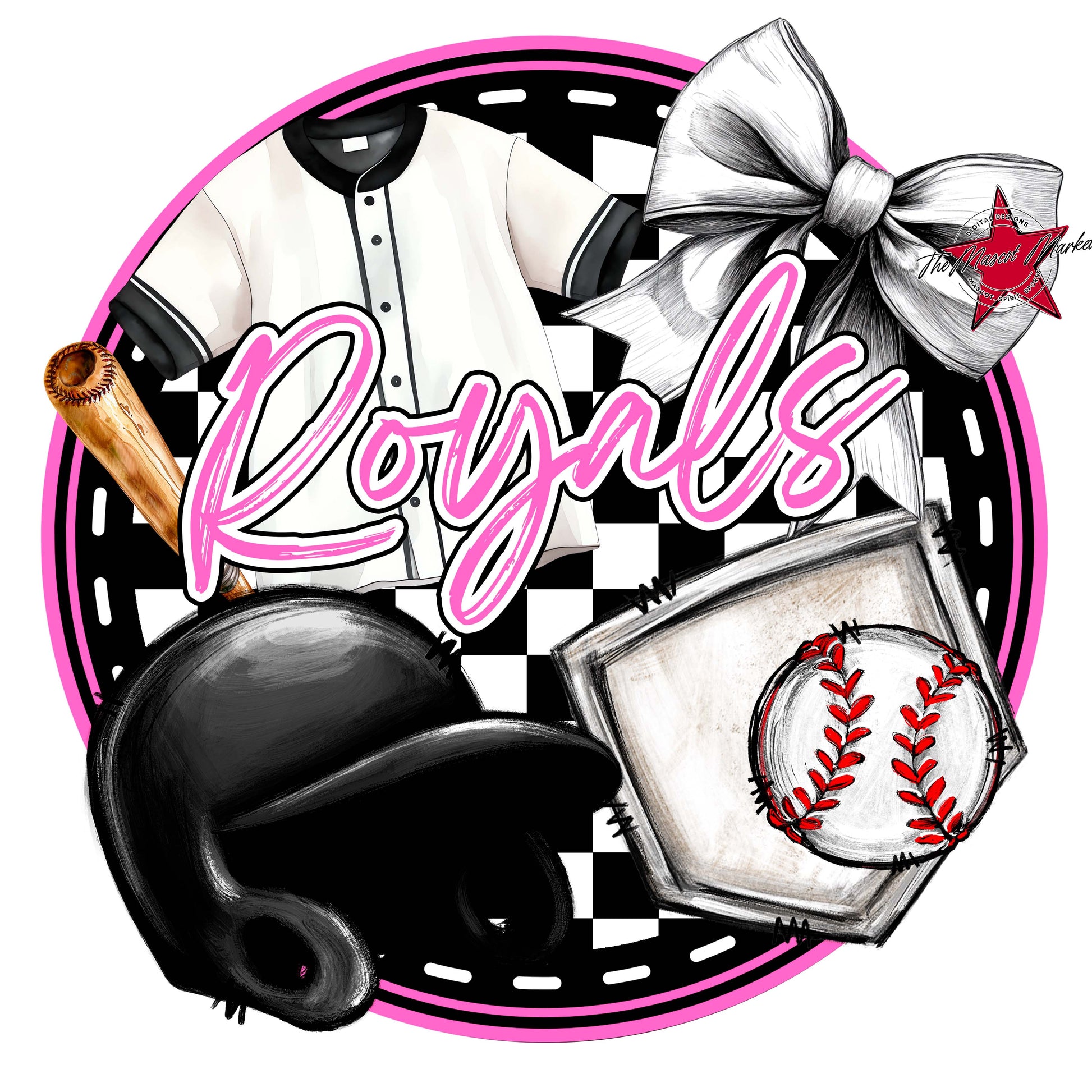 Royals Circle Baseball Frame-Baby Pink