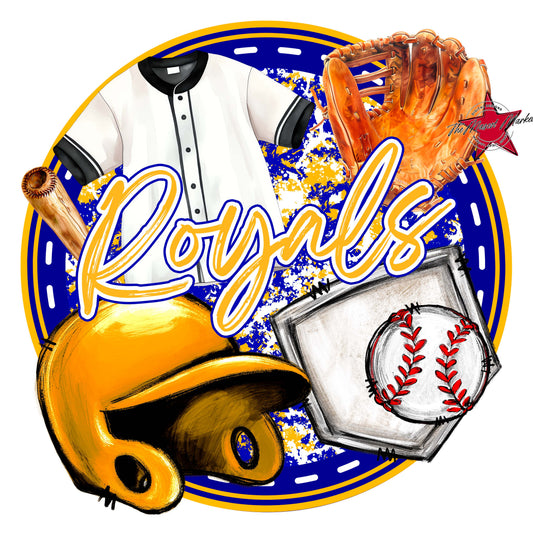 Royals Circle Baseball Frame-Blue & Yellow