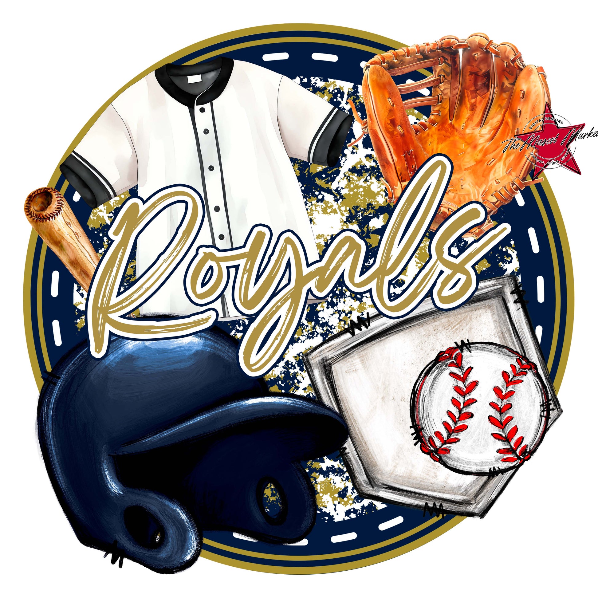 Royals Circle Baseball Frame-Navy & Gold