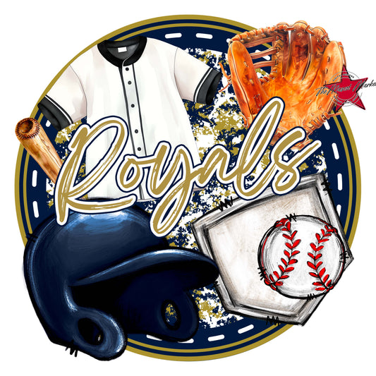 Royals Circle Baseball Frame-Navy & Gold