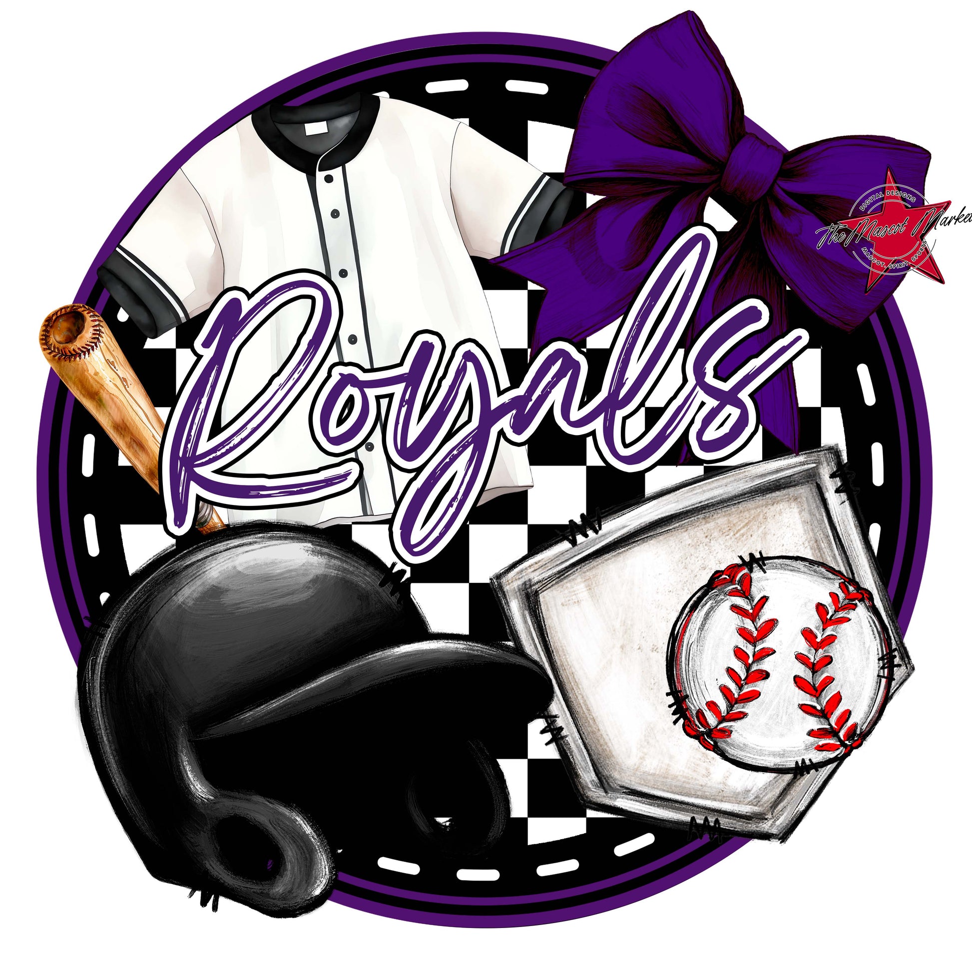 Royals Circle Baseball Frame-Purple