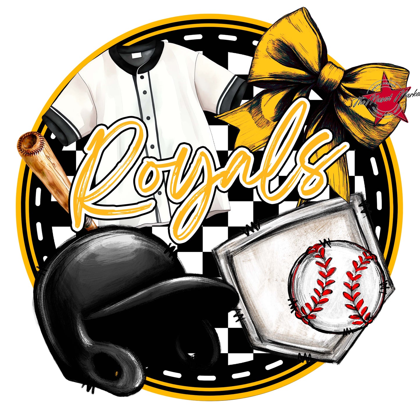 Royals Circle Baseball Frame-Yellow