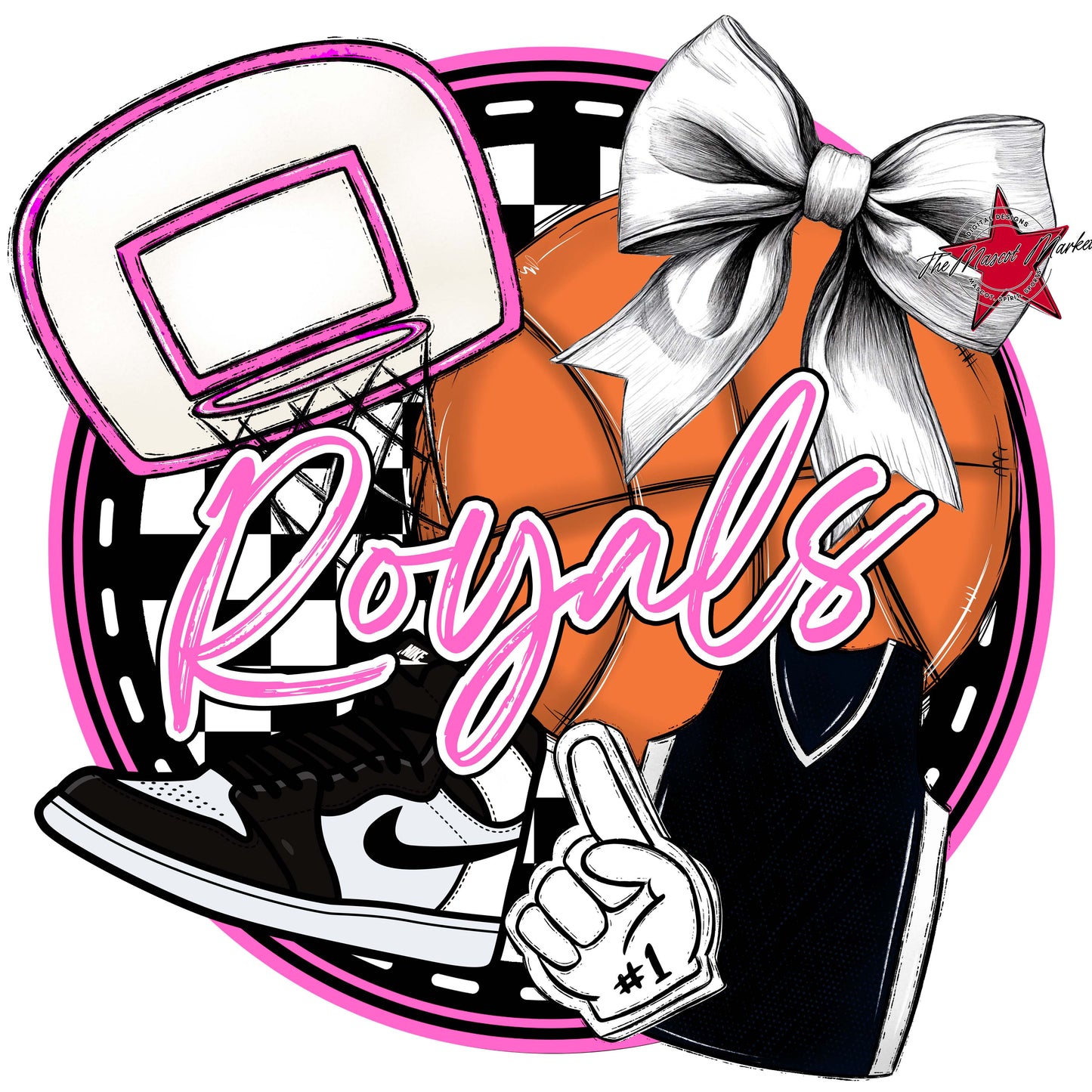 Royals Circle Basketball Frame-Baby Pink