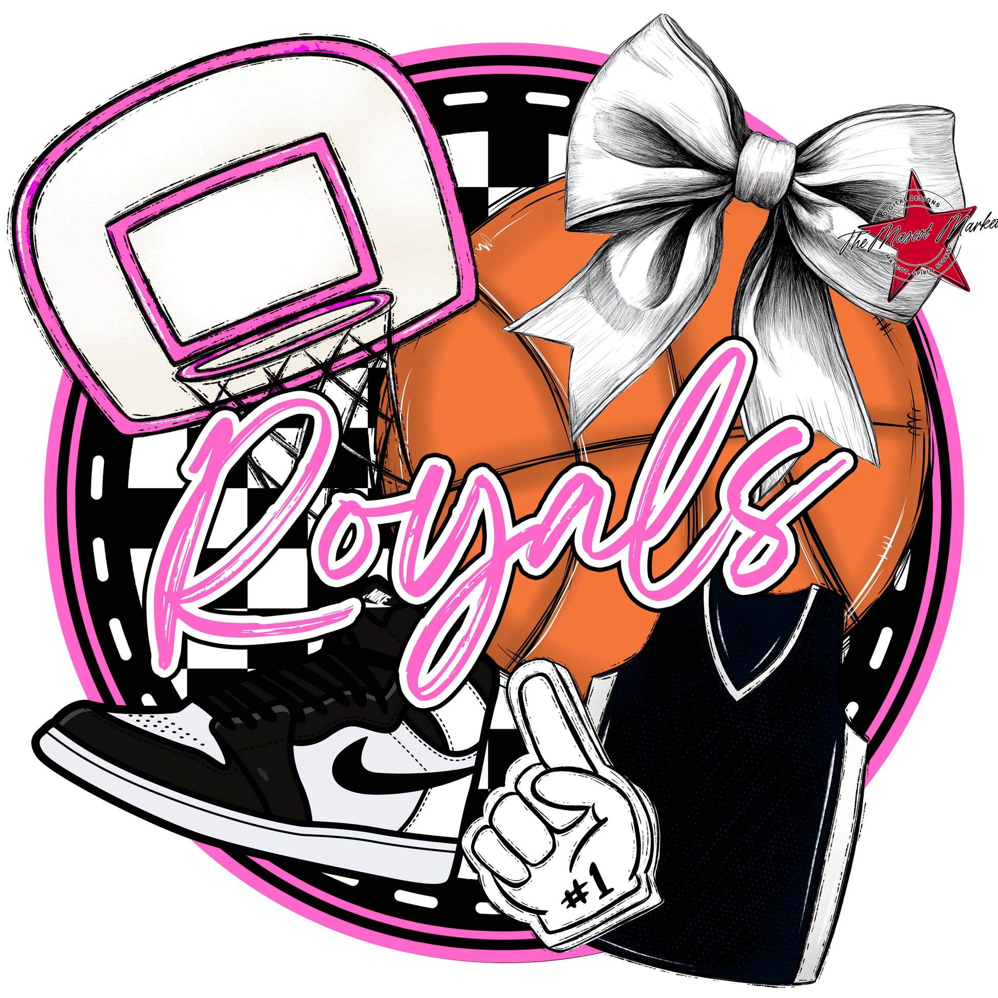 Royals Circle Basketball Frame-Baby Pink
