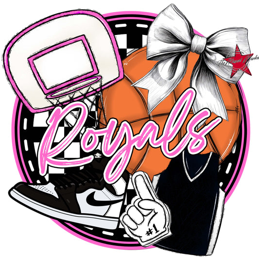 Royals Circle Basketball Frame-Baby Pink