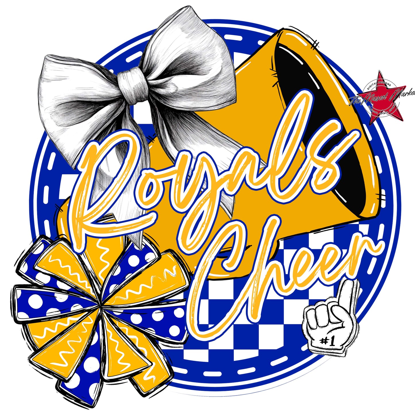 Royals Circle Cheer Frame-Blue & Yellow