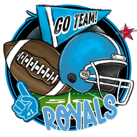 Royals Circle Football Frame-Carolina Blue