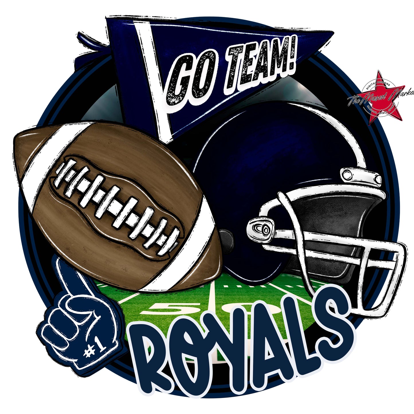 Royals Circle Football Frame-Navy
