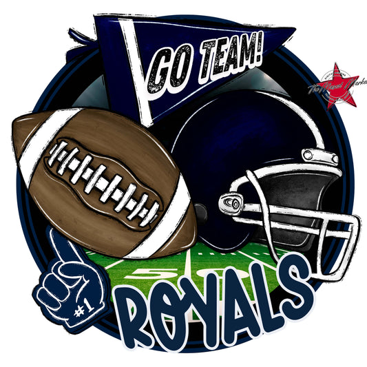 Royals Circle Football Frame-Navy