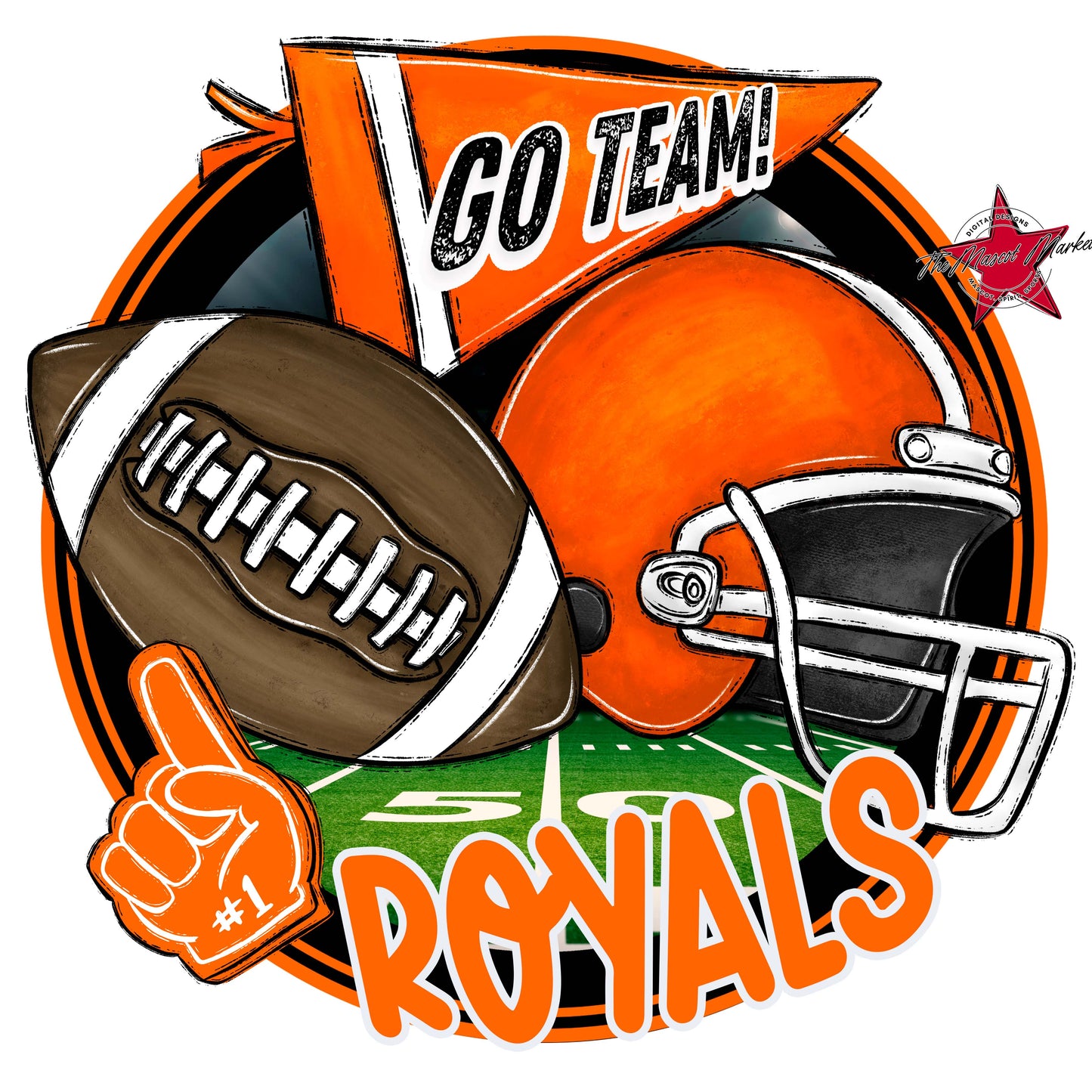 Royals Circle Football Frame-Orange