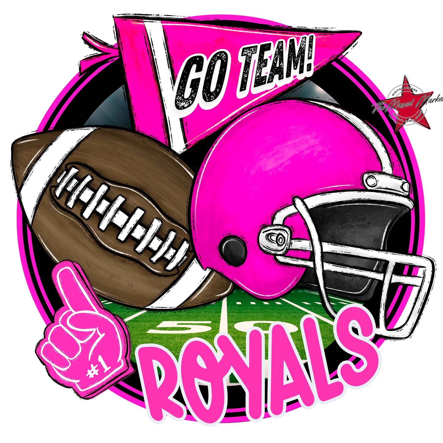 Royals Circle Football Frame-Pink