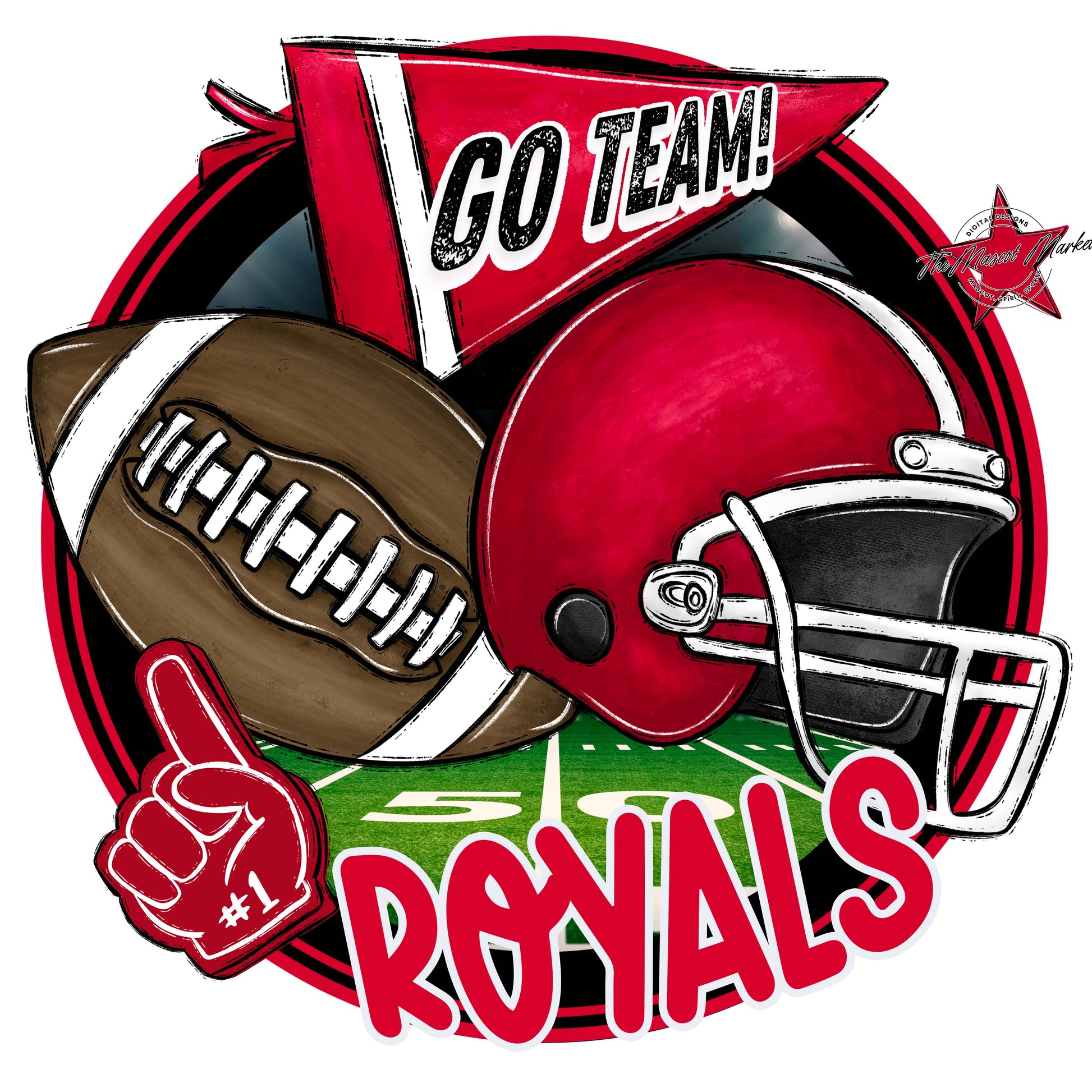 Royals Circle Football Frame-Red