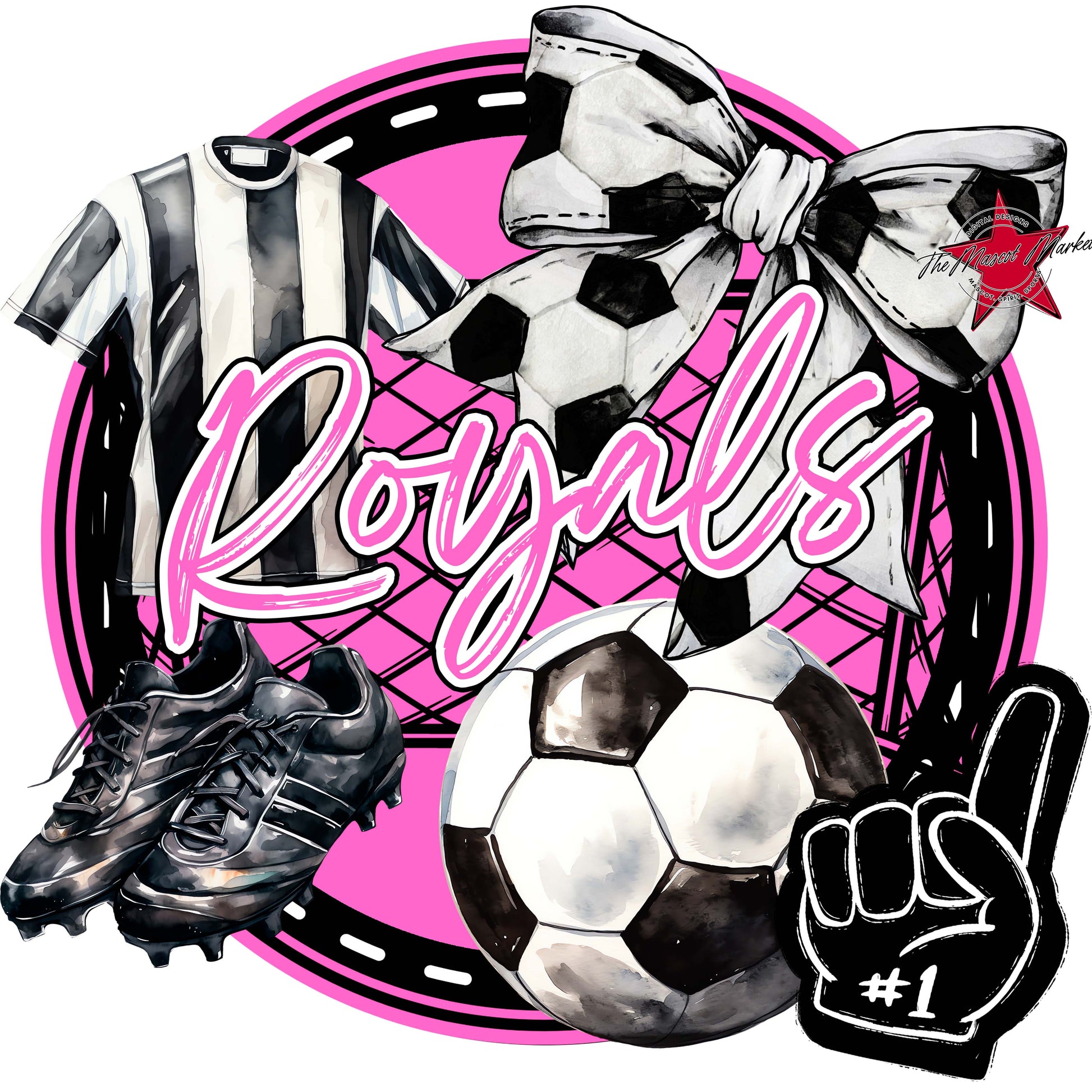 Royals Circle Soccer Frame-Baby Pink