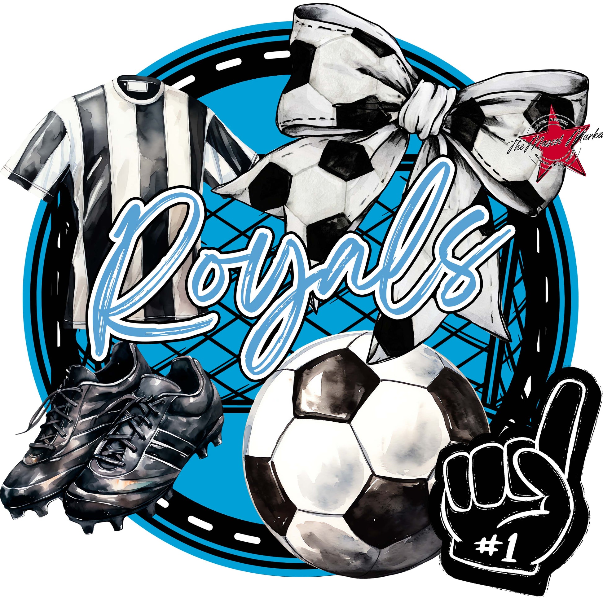Royals Circle Soccer Frame-Carolina Blue