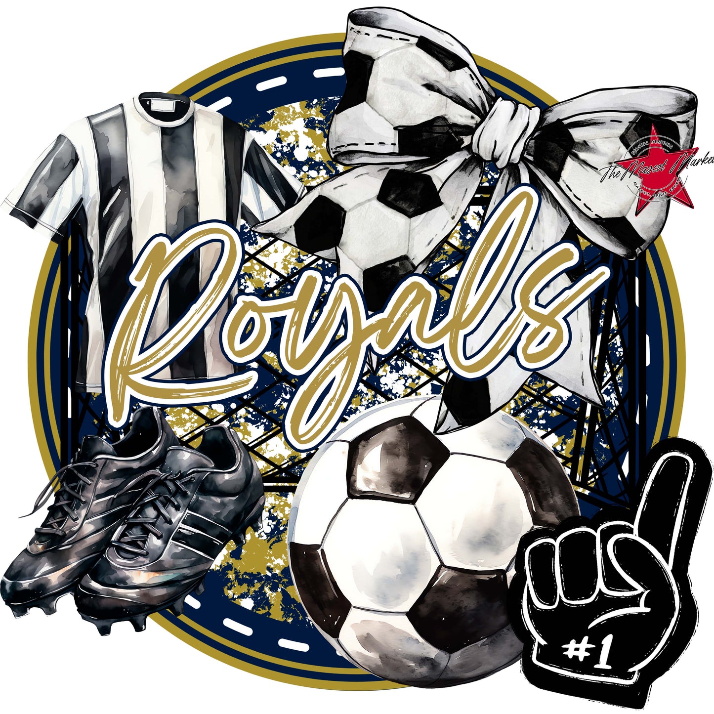 Royals Circle Soccer Frame-Navy & Gold