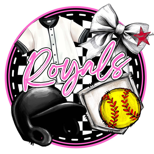 Royals Circle Softball Frame-Baby Pink