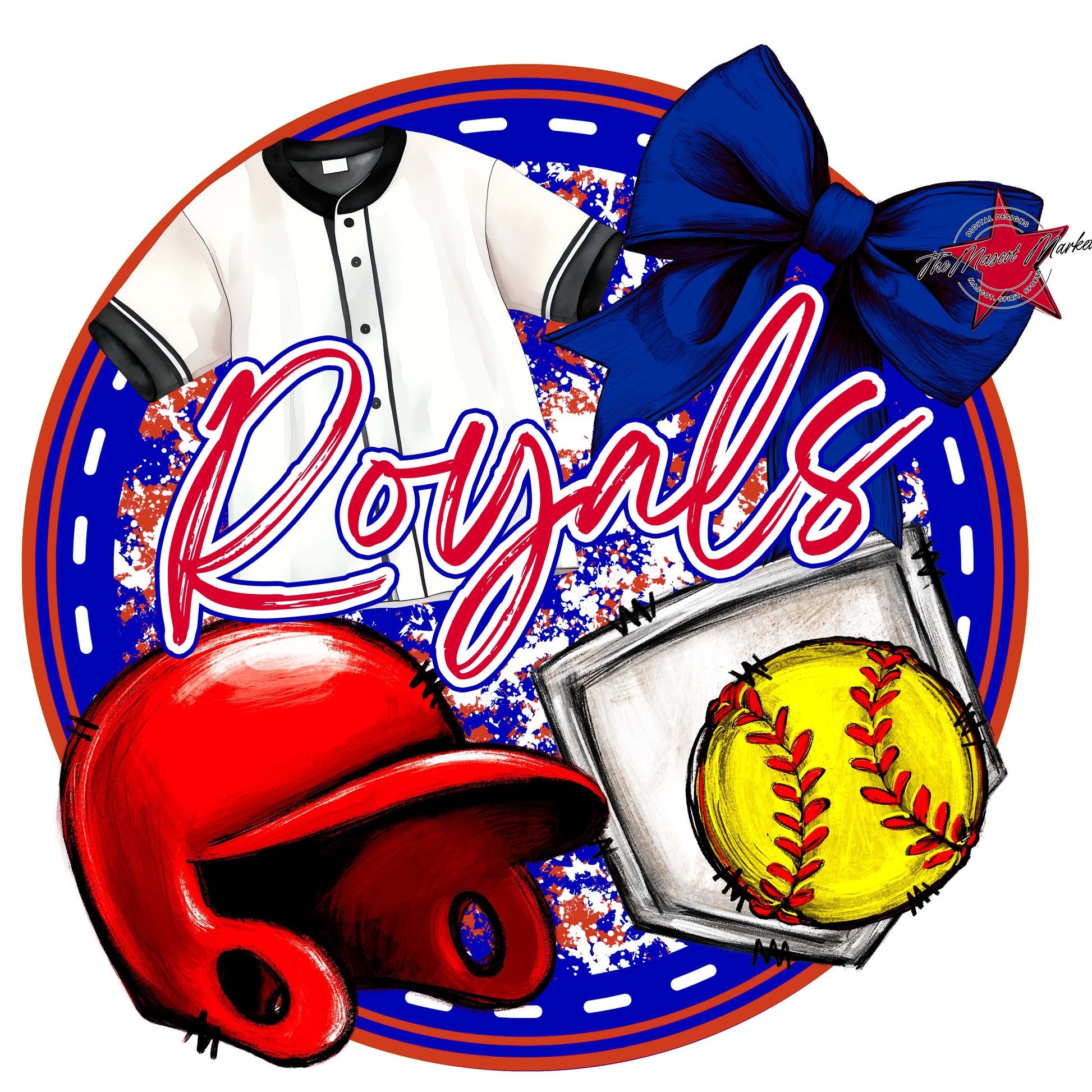 Royals Circle Softball Frame-Blue & Red
