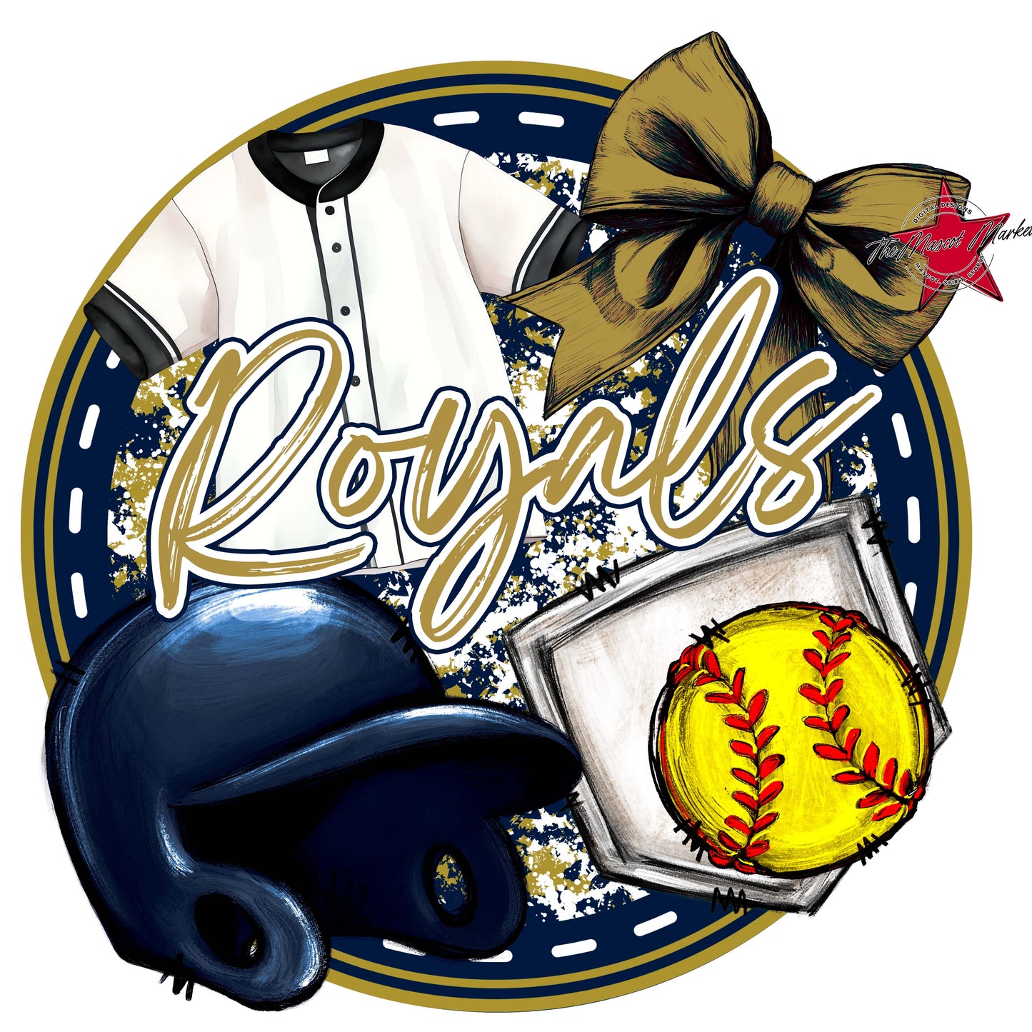 Royals Circle Softball Frame-Navy & Gold