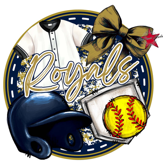 Royals Circle Softball Frame-Navy & Gold