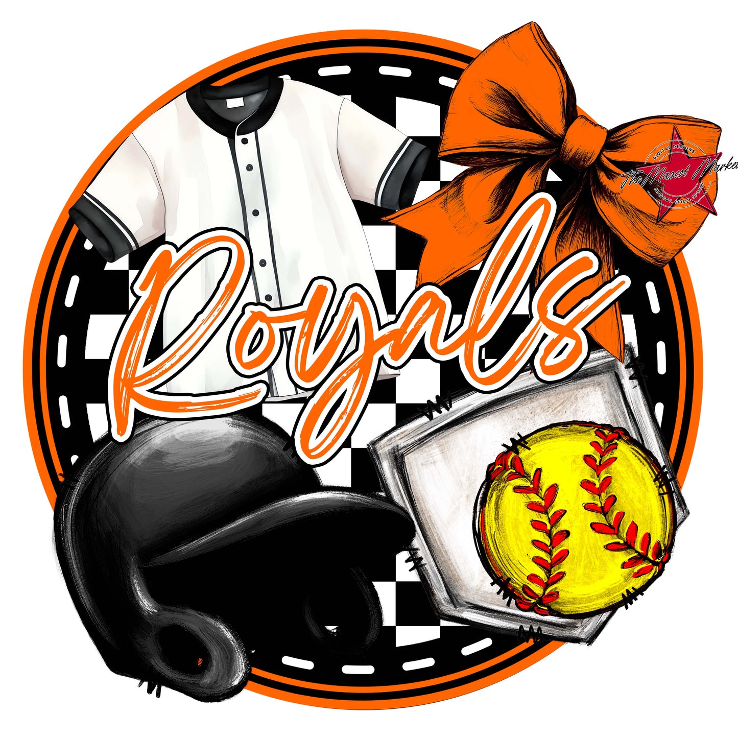 Royals Circle Softball Frame-Orange