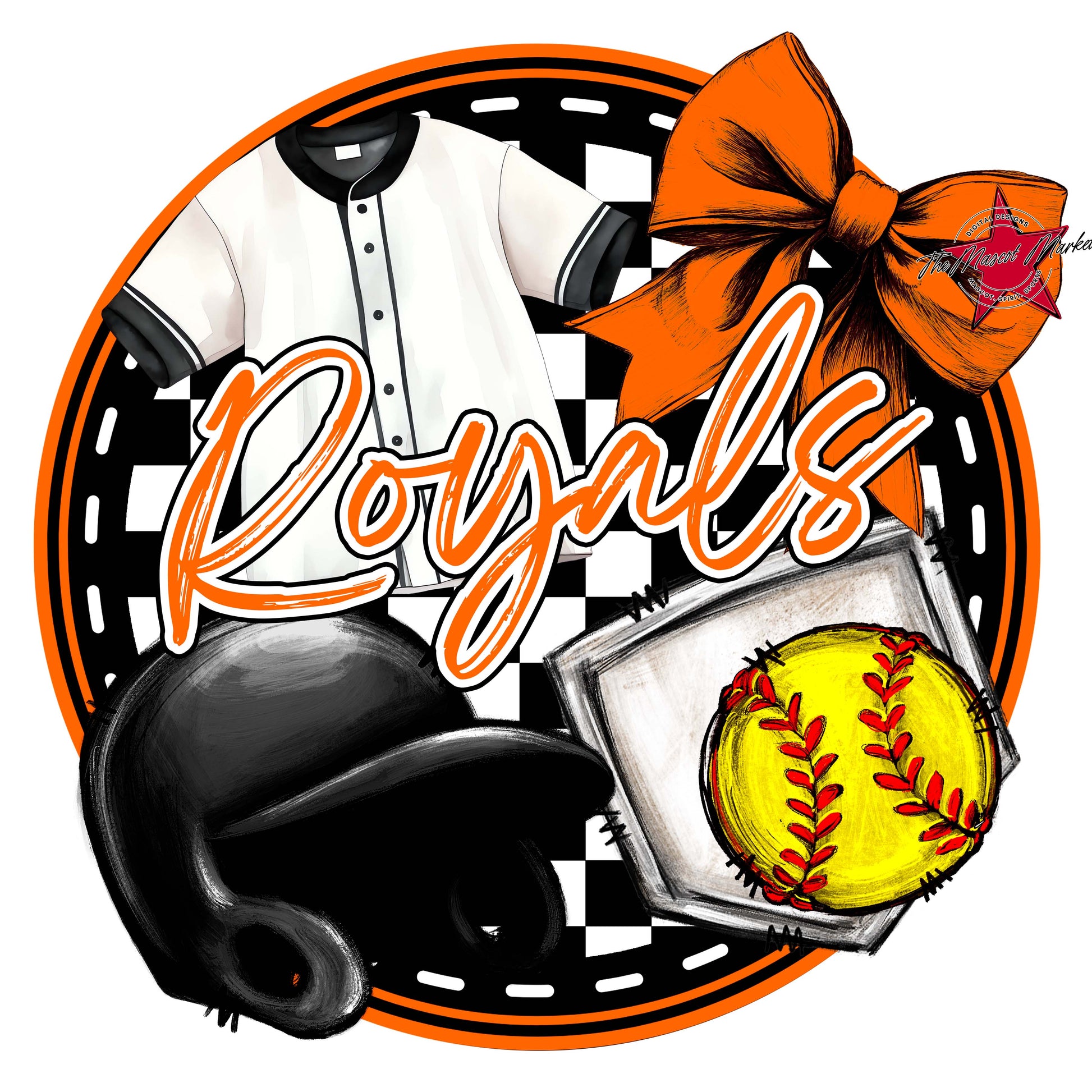 Royals Circle Softball Frame-Orange