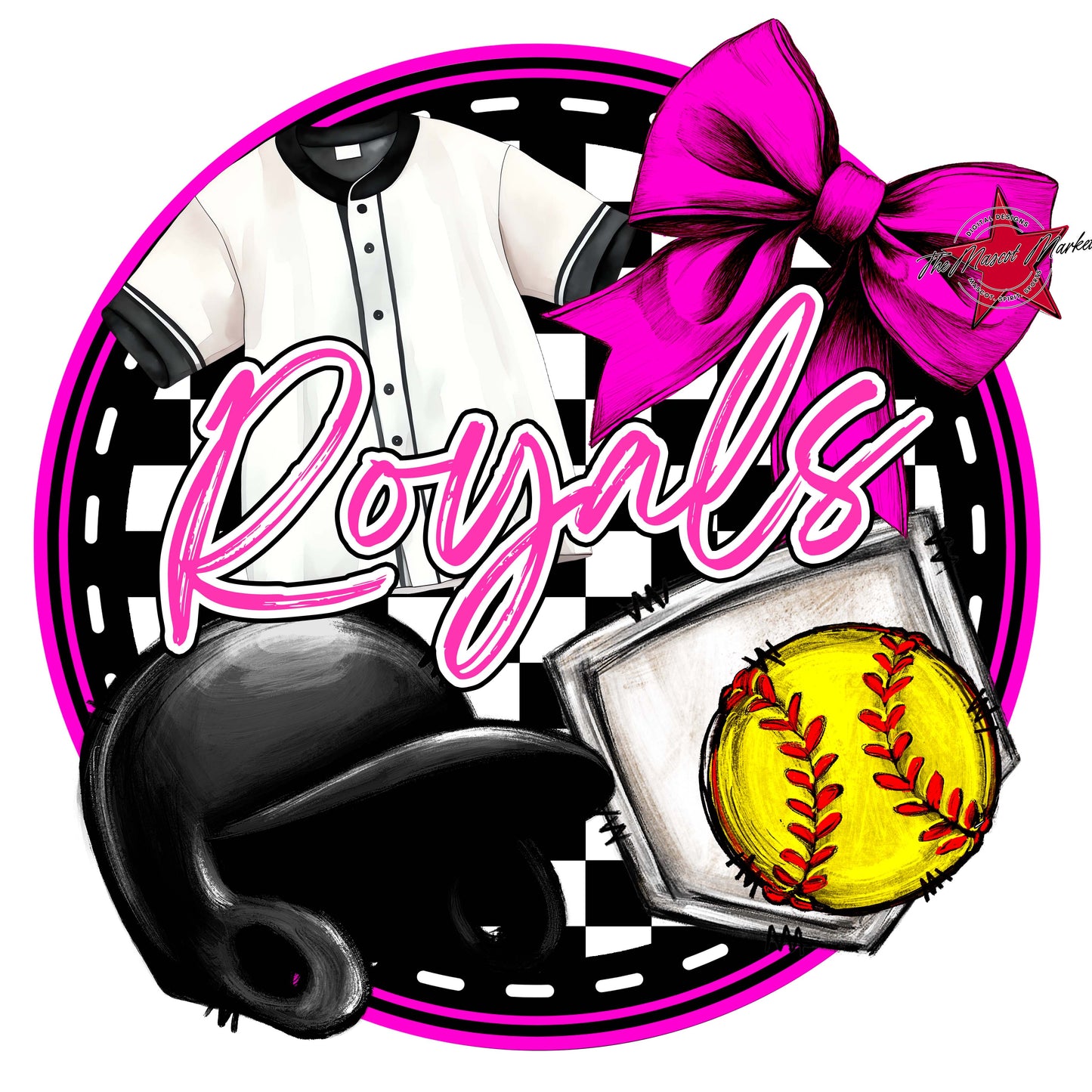 Royals Circle Softball Frame-Pink