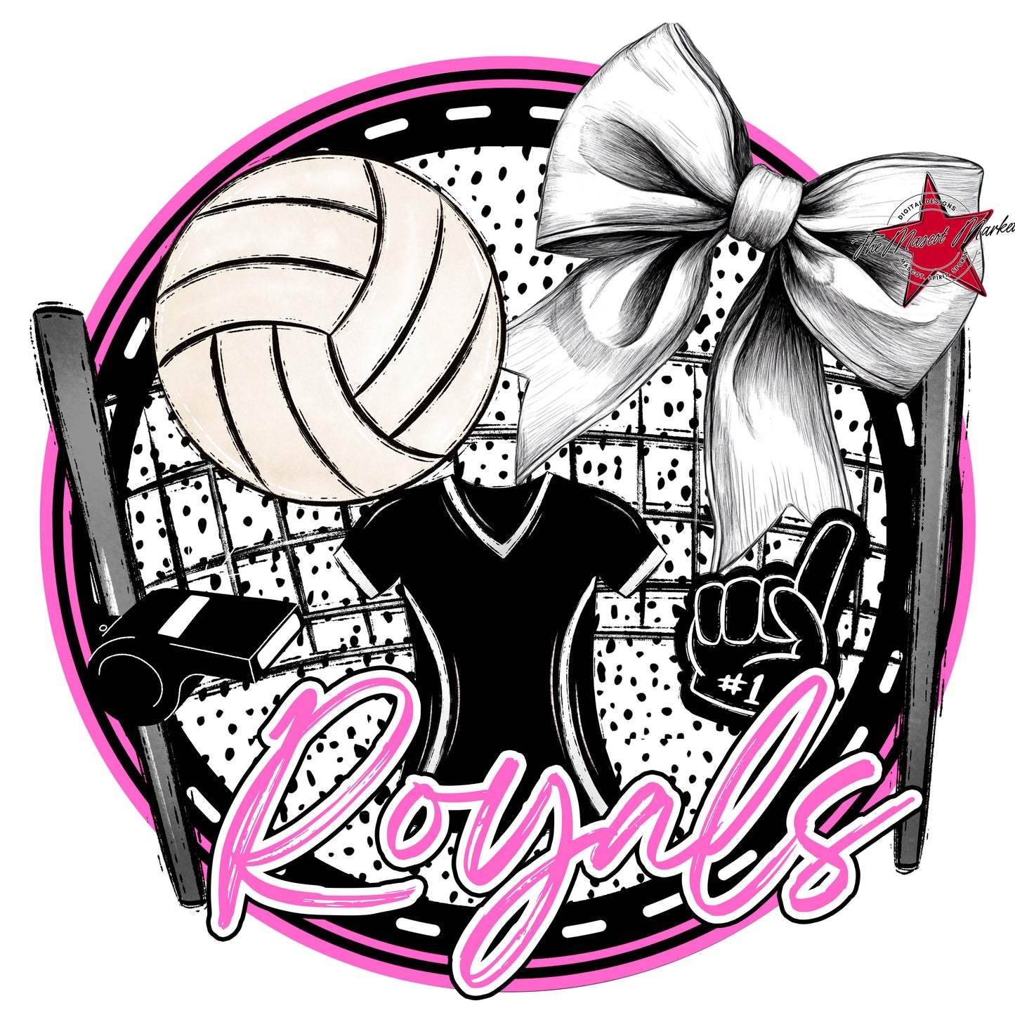 Royals Circle Volleyball Frame-Baby Pink