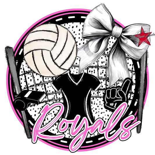Royals Circle Volleyball Frame-Baby Pink