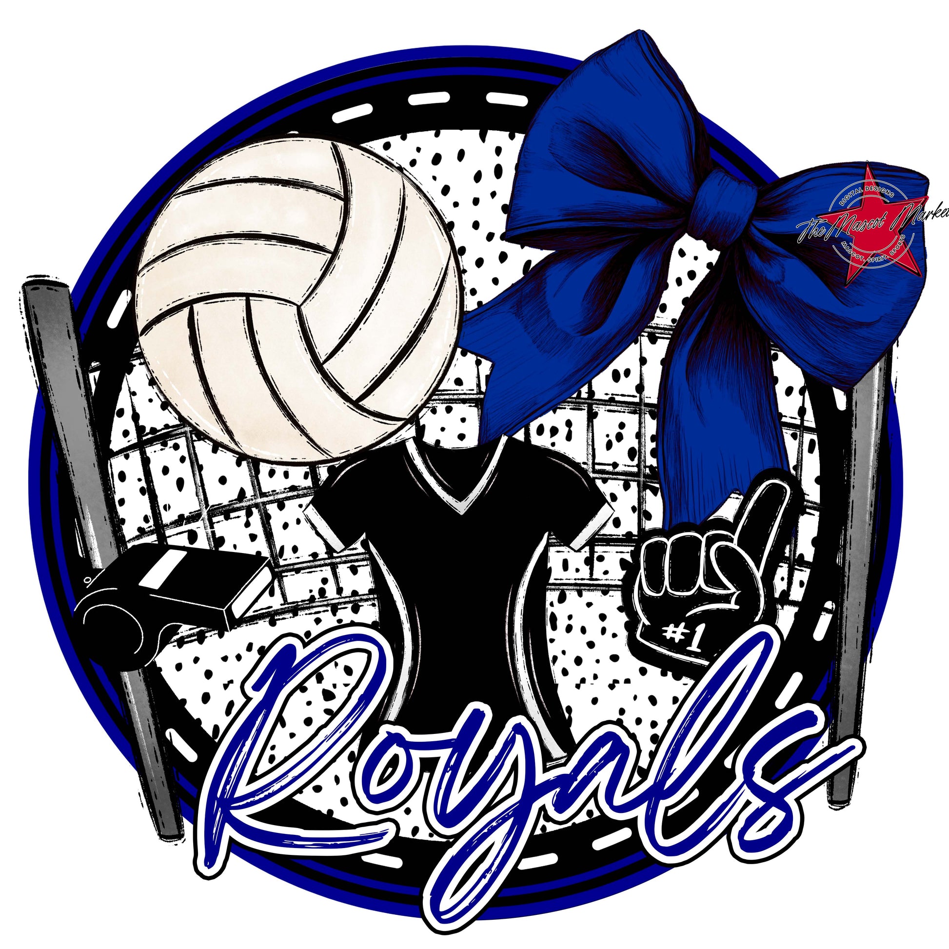 Royals Circle Volleyball Frame-Blue