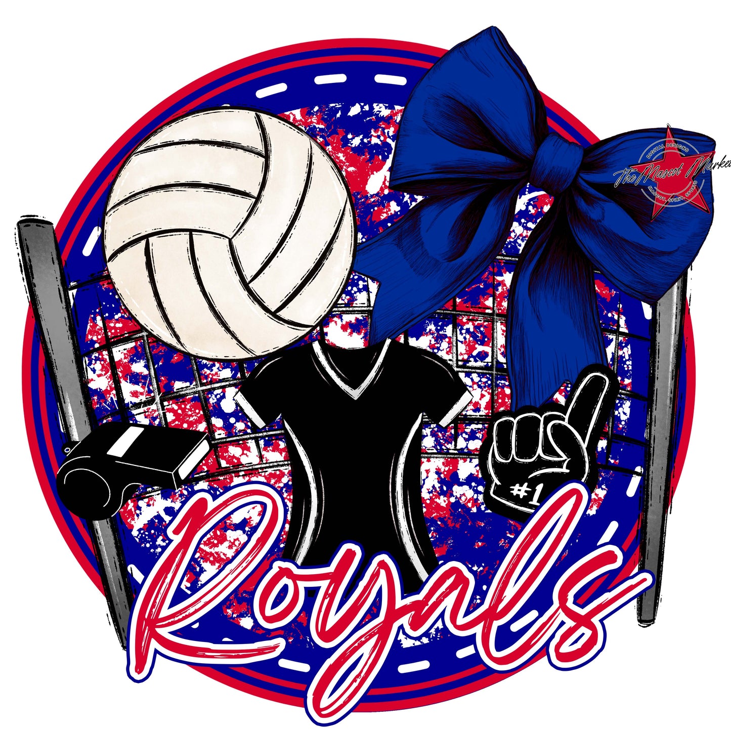 Royals Circle Volleyball Frame-Blue & Red