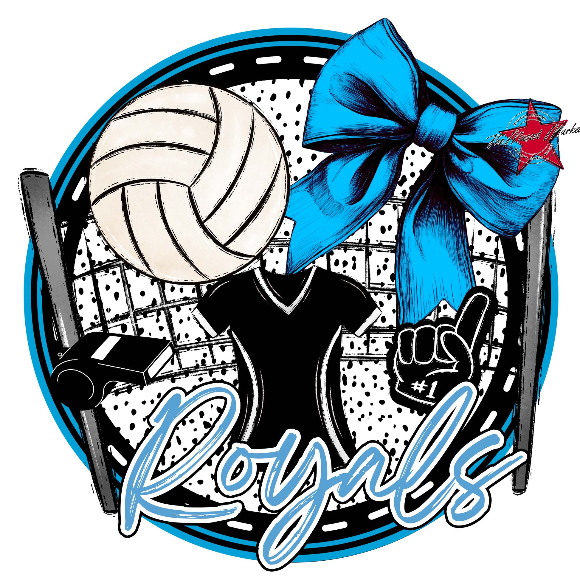 Royals Circle Volleyball Frame-Carolina Blue