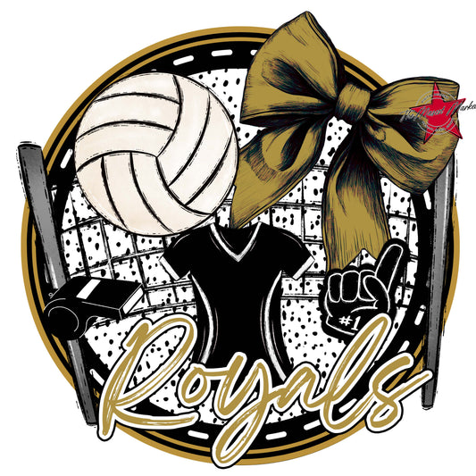 Royals Circle Volleyball Frame-Gold