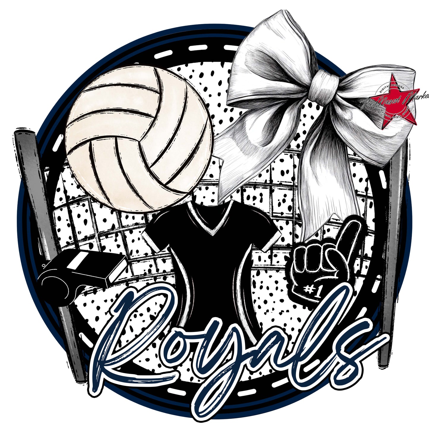 Royals Circle Volleyball Frame-Navy