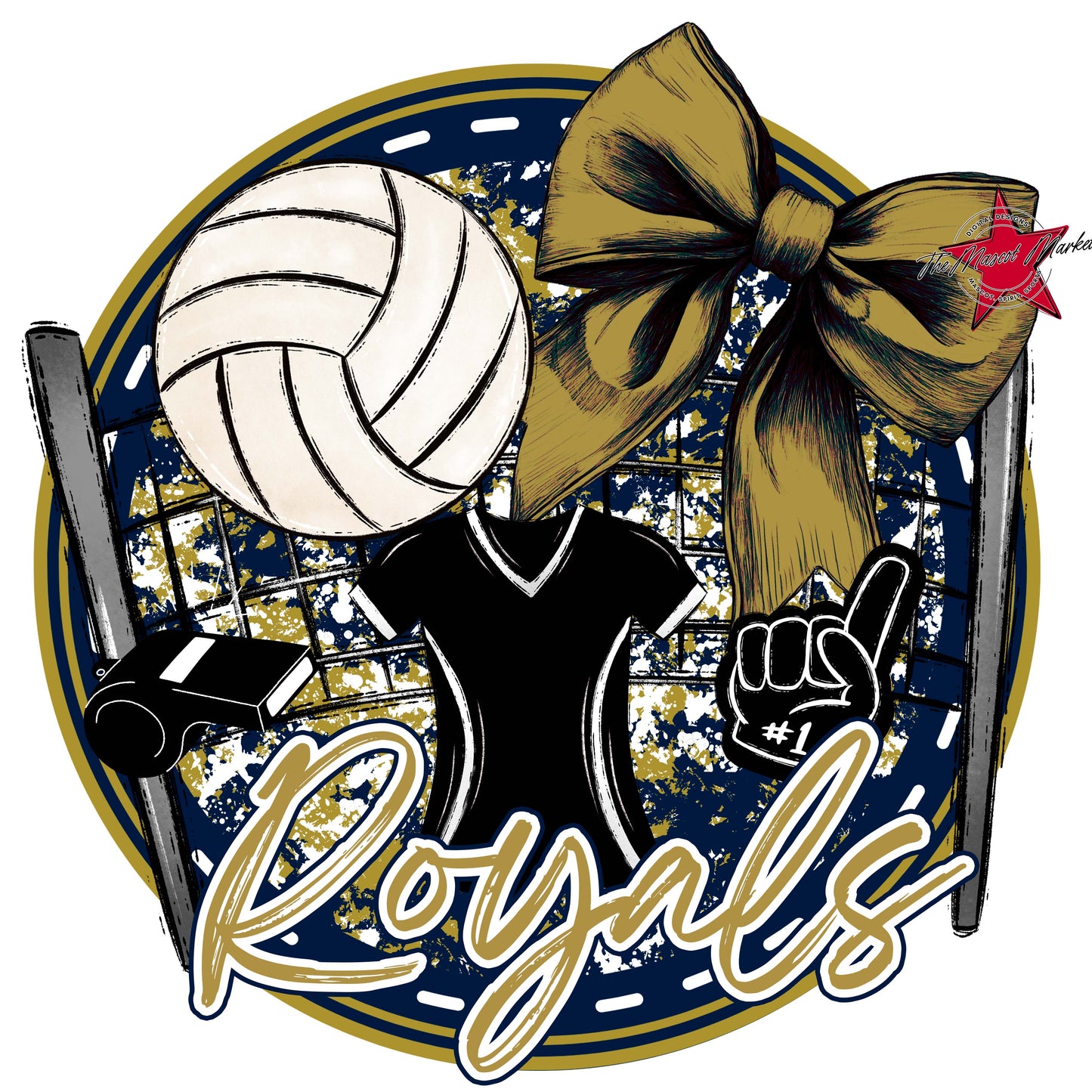 Royals Circle Volleyball Frame-Navy & Gold