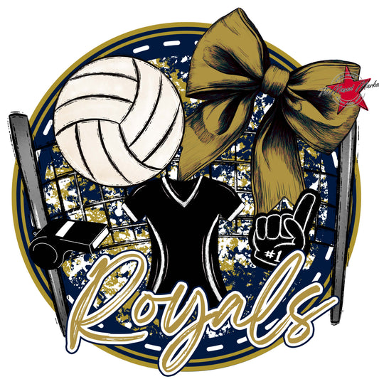 Royals Circle Volleyball Frame-Navy & Gold
