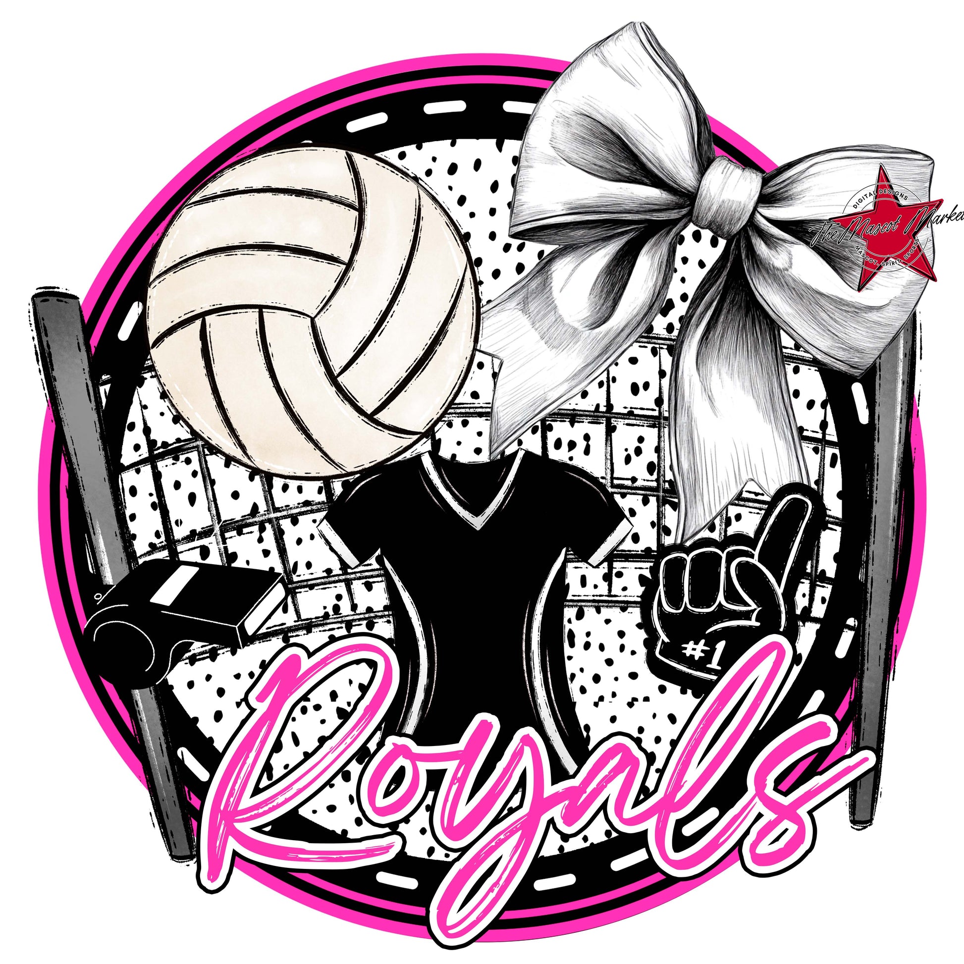 Royals Circle Volleyball Frame-Pink