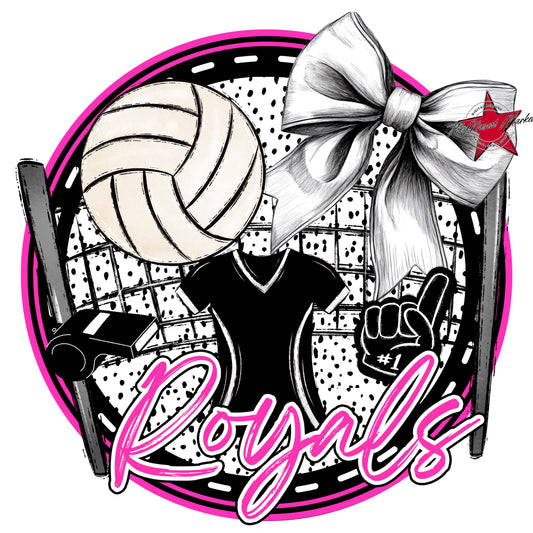 Royals Circle Volleyball Frame-Pink