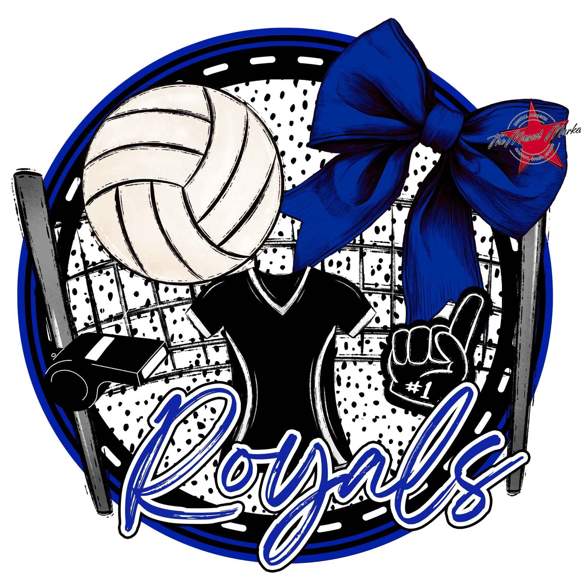 Royals Circle Volleyball Frame-Royal Blue