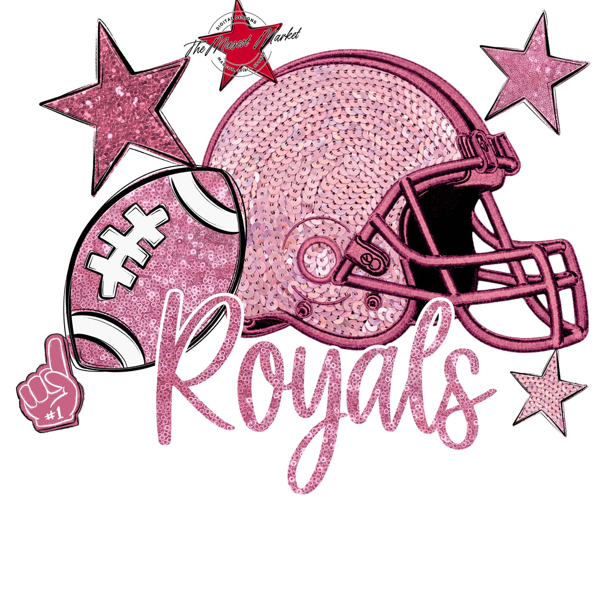 Royals Football Embroidered Sequins Design-Pink Out